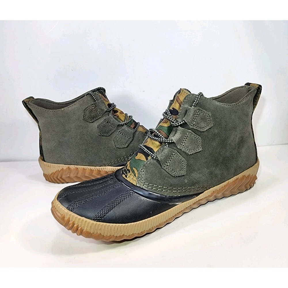 Sorel Out N About Plus Ankle Duck Boots Womens 9.5 Camo Suede Waterproof EUC - Picture 5 of 12